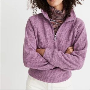 Madewell 2020 Fleece Ribbed Half Zip Popover Sweater